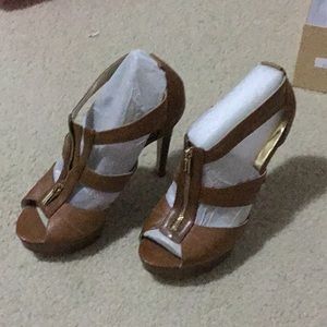 Brown open heels